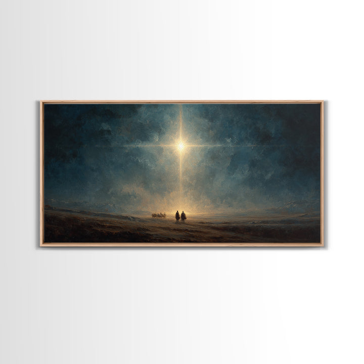 Night Of Glory – Framed Canvas Print – Christian Christmas Art – Christian Wall Art – Christian Art Canvas – Moody Christmas Art – Jesus Pa