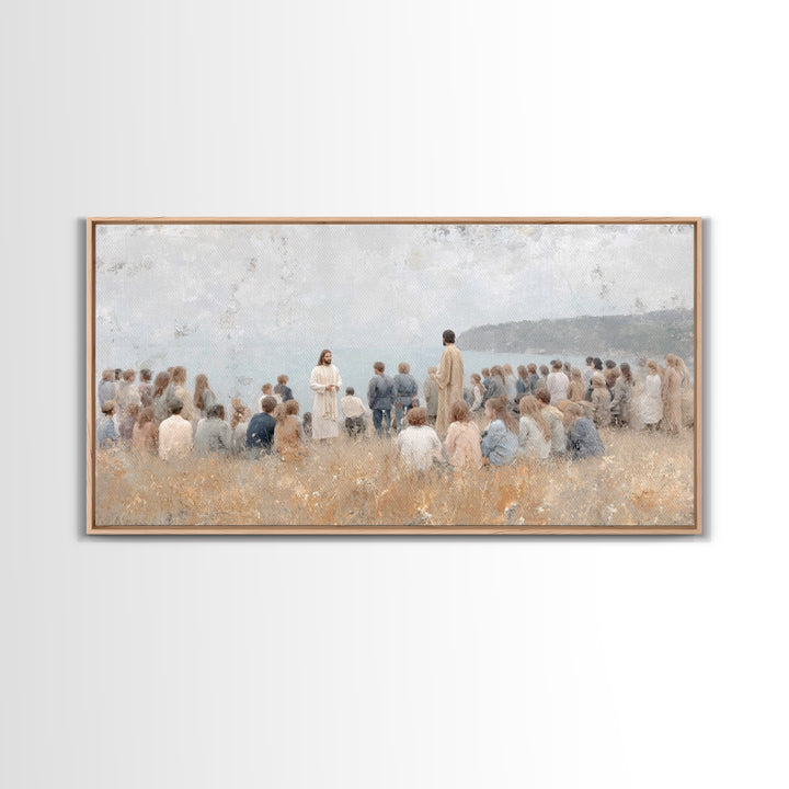 Shore Of Promise – Framed Canvas Print – Jesus Painting – Christian Wall Art – Christian Art Canvas – Minimalist Christian Art – Christian