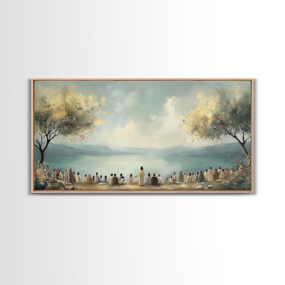 Peaceful Gathering – Framed Canvas Print – Christian Art Canvas – Christian Wall Art – Jesus Painting – Christian Art Print – Christian Chr