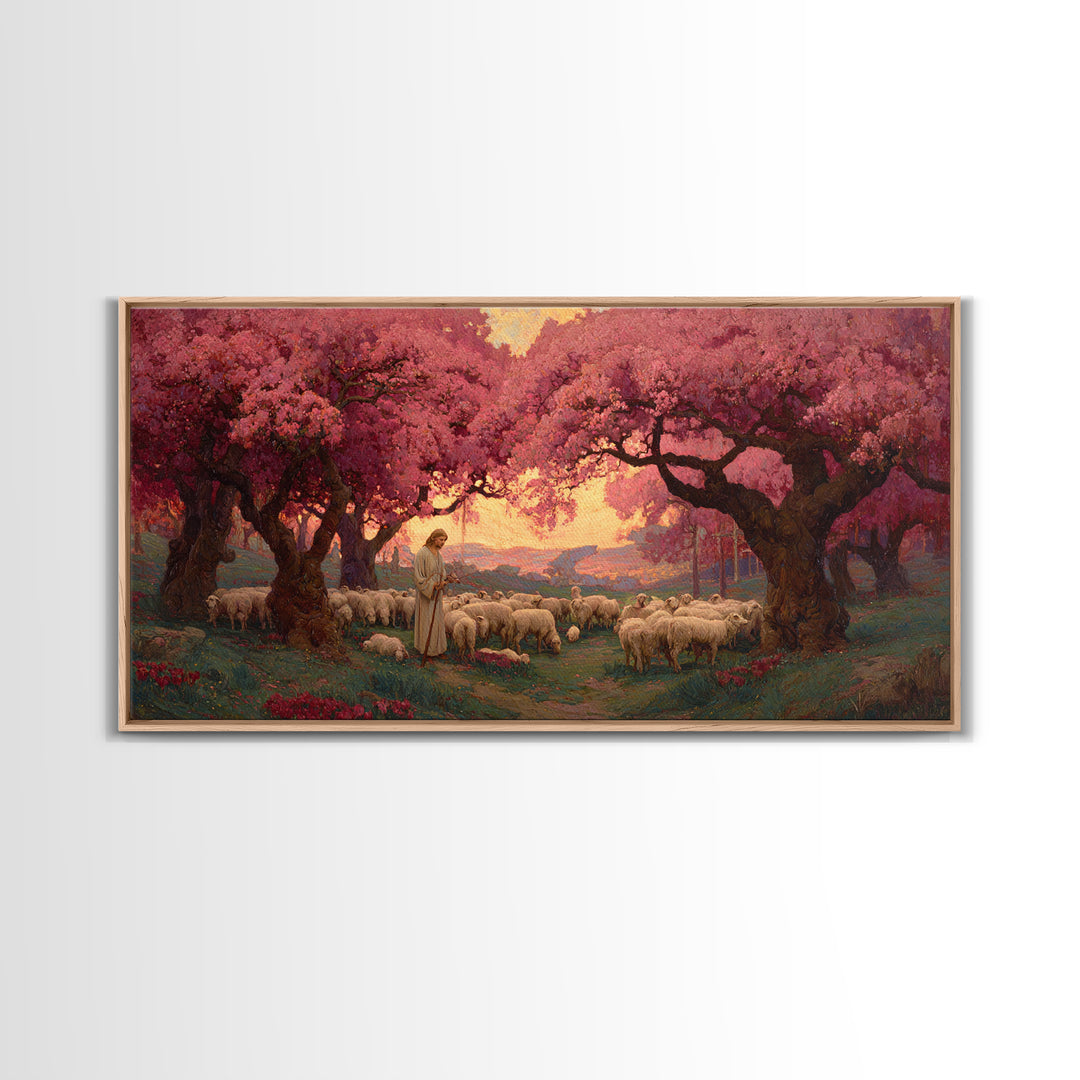 Shepherd’s Promise – Framed Canvas Print – Christian Art Canvas – Christian Wall Art – Large Jesus Painting – Christian Painting – Christia