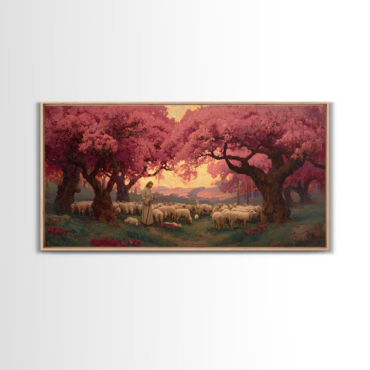 Shepherd’s Promise – Framed Canvas Print – Christian Art Canvas – Christian Wall Art – Large Jesus Painting – Christian Painting – Christia