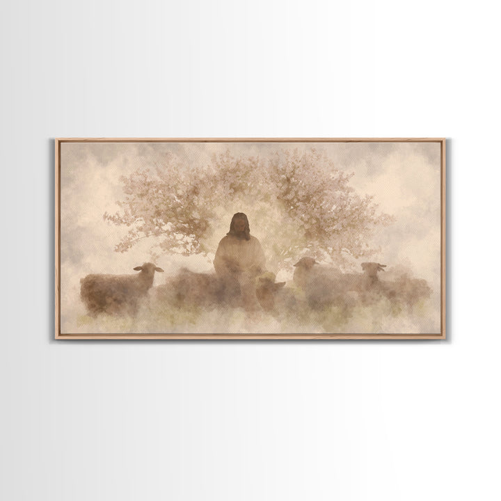 Grace In Bloom – Framed Canvas Print – Christian Wall Art – Christian Art Canvas – Jesus Painting – Subtle Christian Art – Christian Christ