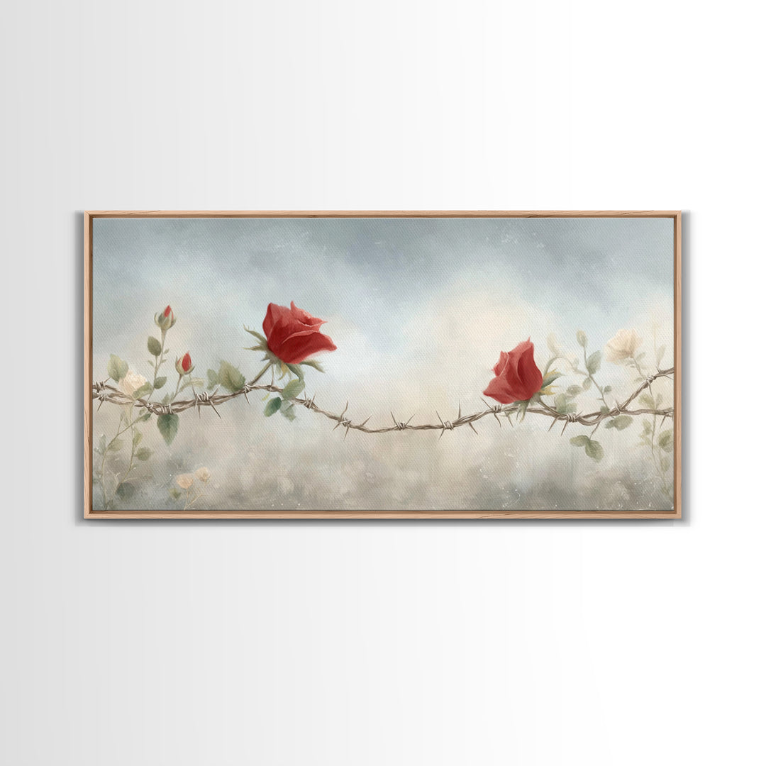 Roses Of Mercy | Framed Canvas Print | Christian Wall Art | Christian Art Canvas | Subtle Christian Art | Modern Christian Art | Christian