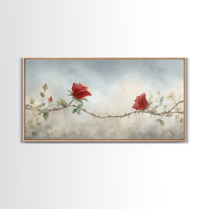 Roses Of Mercy | Framed Canvas Print | Christian Wall Art | Christian Art Canvas | Subtle Christian Art | Modern Christian Art | Christian