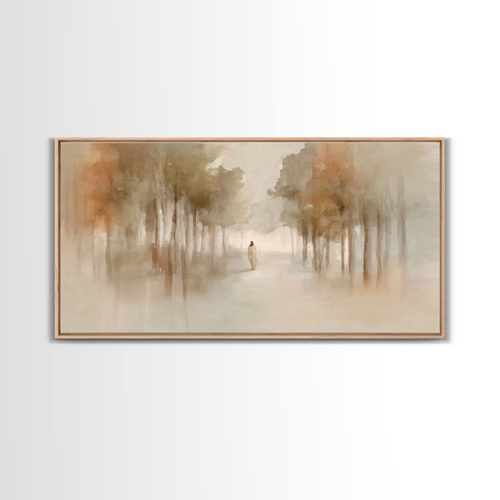 Quiet Footsteps – Framed Canvas Print – Christian Art Print – Christian Wall Art – Minimalist Christian Art – Jesus Painting – Christian Ar