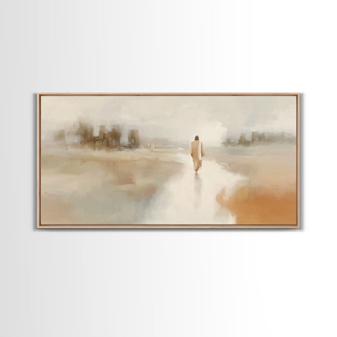 Silent Dawn Journey – Framed Canvas Print – Christian Art Canvas – Christian Wall Art – Jesus Painting – Christian Gift
