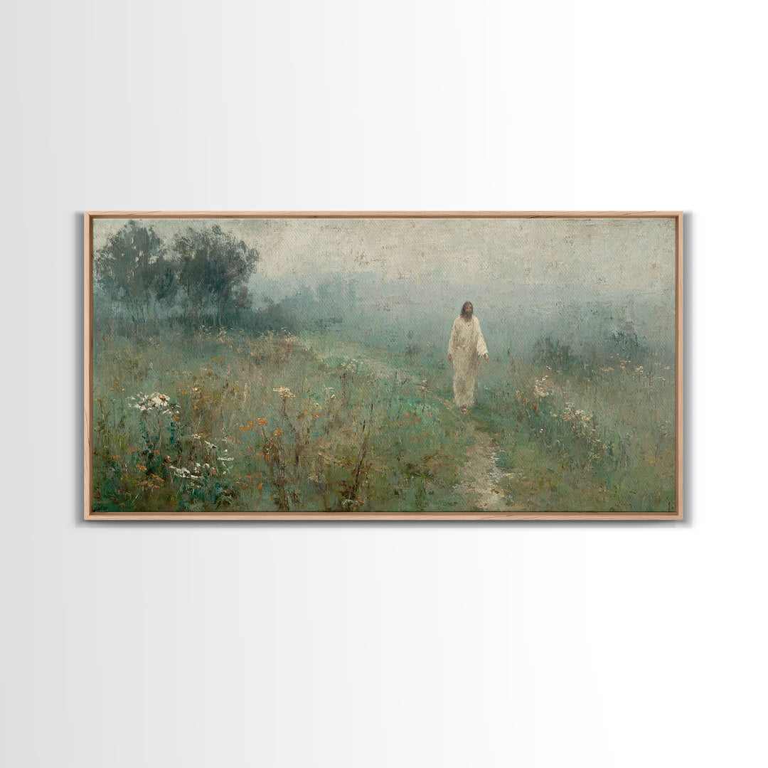 Autumn Shepherd Walk – Framed Canvas Print – Christian Art Canvas – Christian Painting – Christian Wall Art – Christian Gift