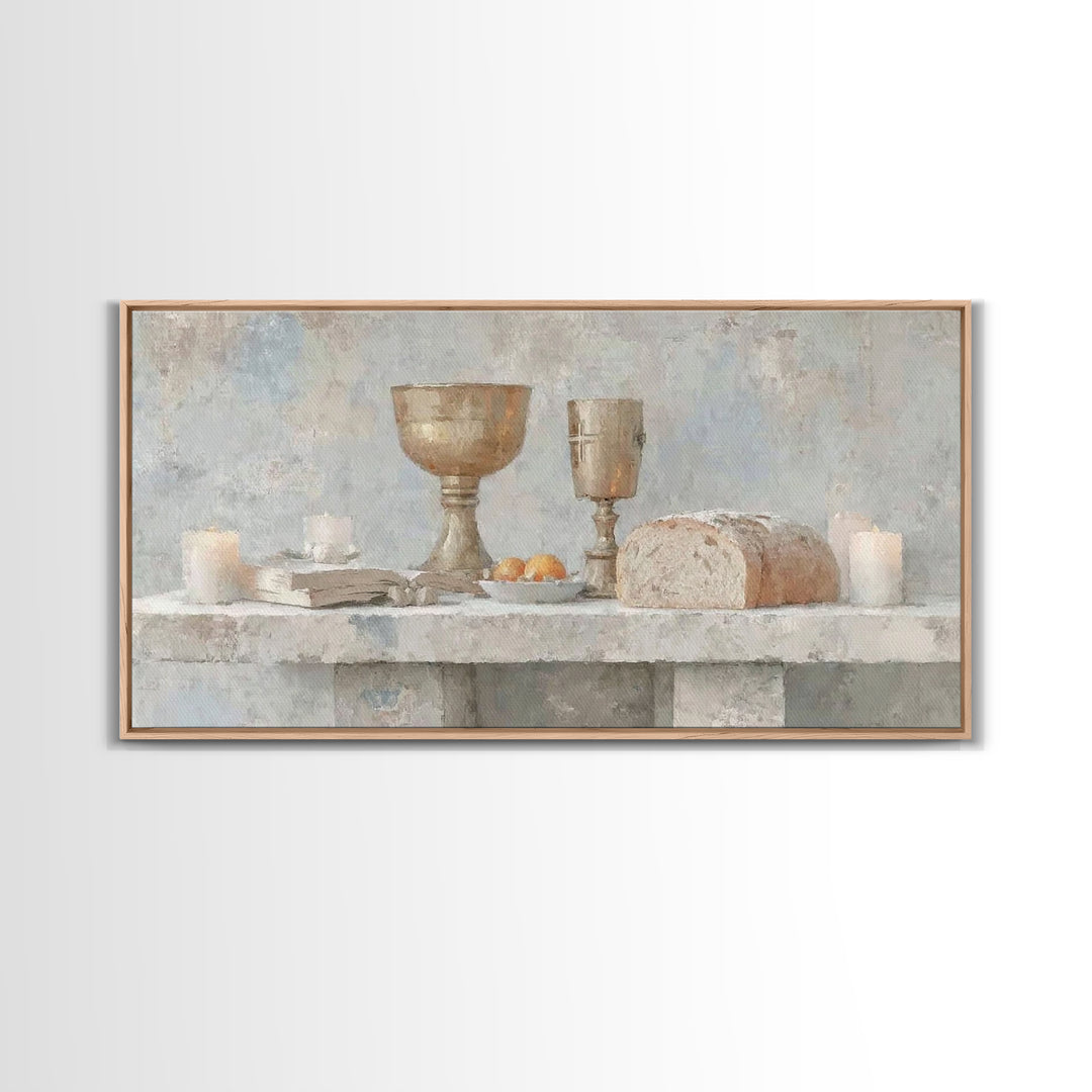 Bread Of Blessing – Framed Canvas Print – Christian Wall Art – Christian Art Print – Vintage Christian Art – Christian Gift – Christmas Art