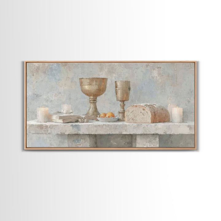 Bread Of Blessing – Framed Canvas Print – Christian Wall Art – Christian Art Print – Vintage Christian Art – Christian Gift – Christmas Art