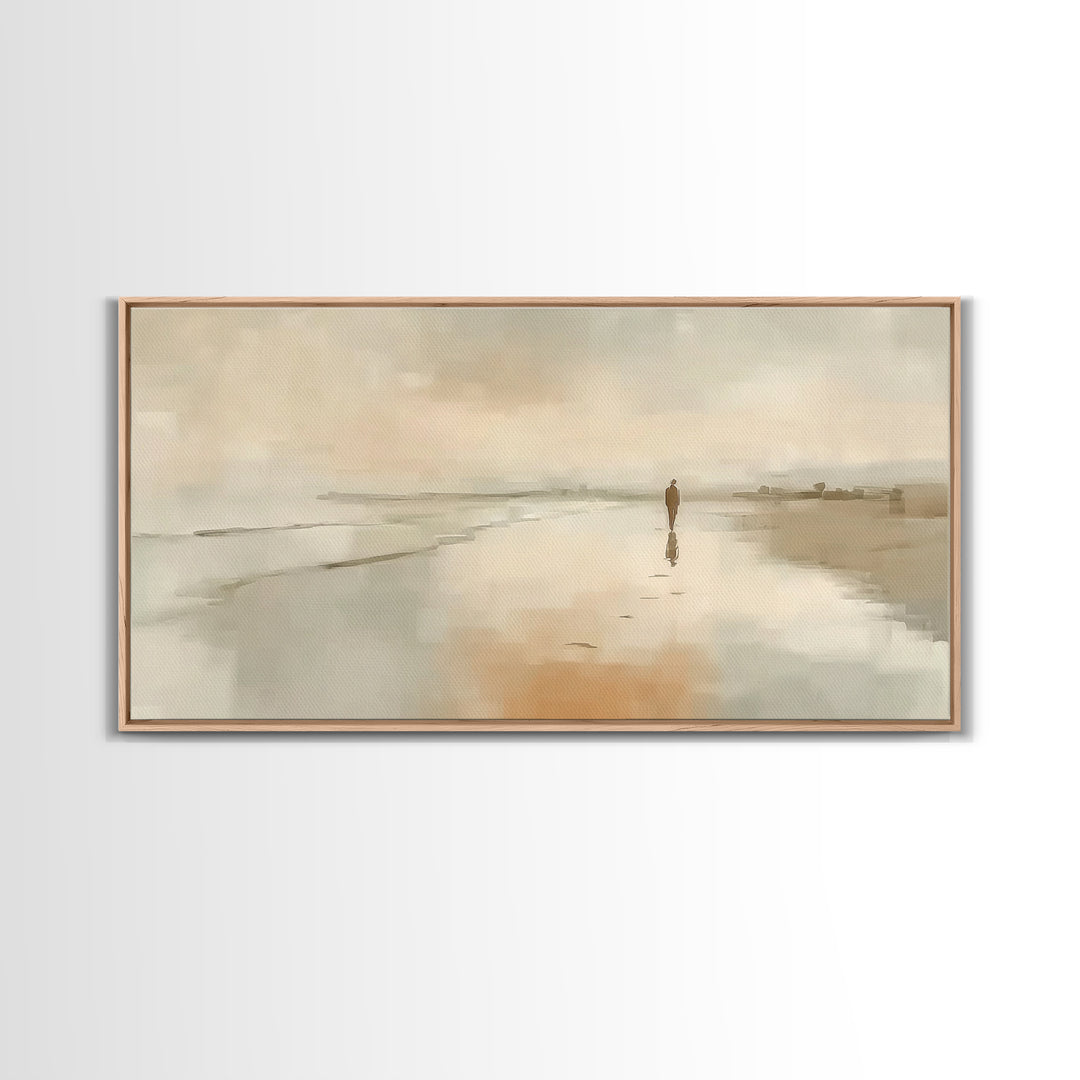 Silent Footsteps – Framed Canvas Print – Christian Art Print – Jesus Painting – Christian Wall Art – Modern Christian Art – Christmas Wall