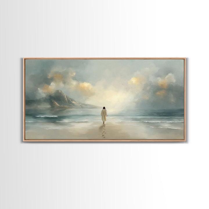 Heavenly Shore – Framed Canvas Print – Christian Christmas Art – Christian Art Canvas – Jesus Painting – Christian Wall Art – Large Christi