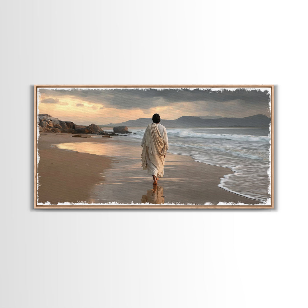 Sacred Journey – Framed Canvas Print – Jesus Painting – Christian Wall Art – Christian Art Canvas – Vintage Christian Art – Christmas Art