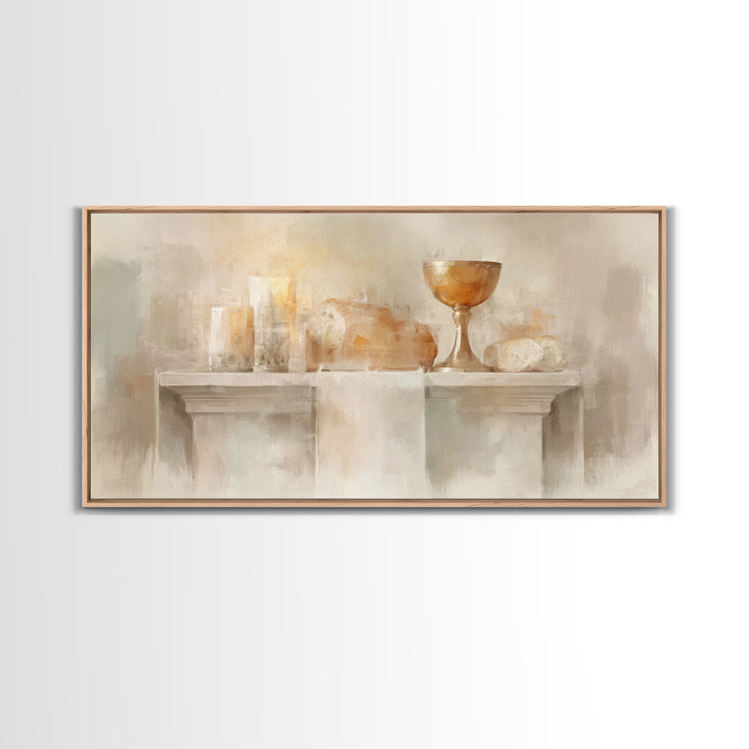 Golden Chalice Light | Framed Canvas Print | Christian Art Canvas | Christian Wall Art | Minimalist Christian Art | Christian Decor | Chris
