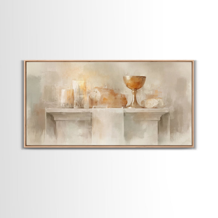 Golden Chalice Light | Framed Canvas Print | Christian Art Canvas | Christian Wall Art | Minimalist Christian Art | Christian Decor | Chris