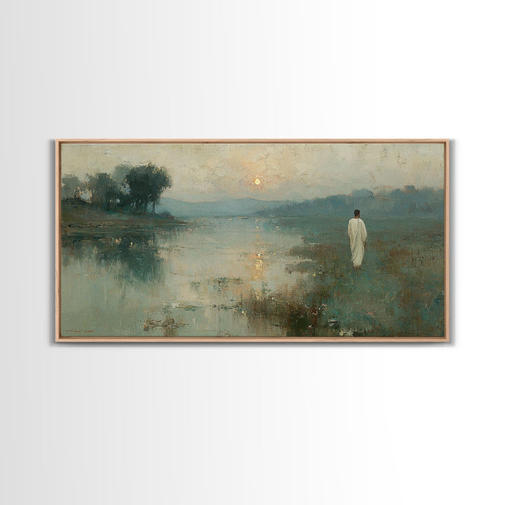 Lowland Dawn – Framed Canvas Print – Christian Art Canvas – Christian Wall Art – Jesus Painting – Subtle Christian Art – Christian Gift Ide