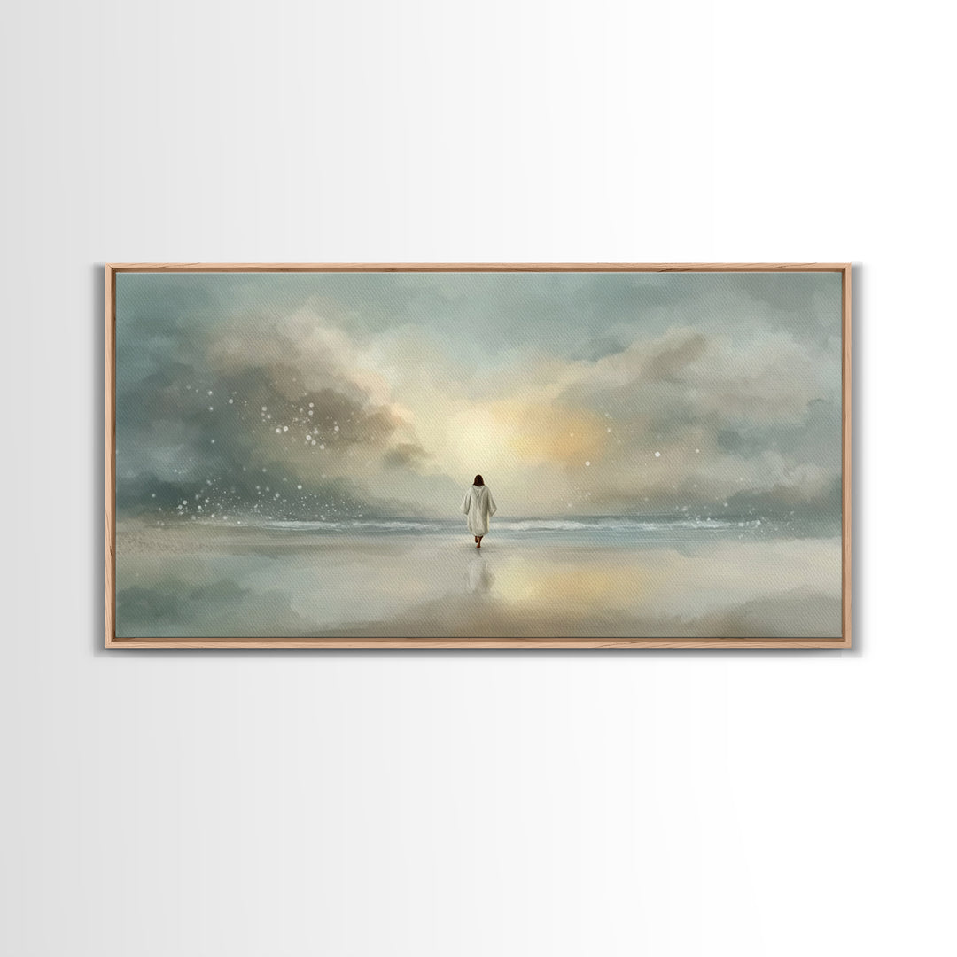 Heaven’s Glow – Framed Canvas Print – Christian Wall Art – Jesus Painting – Christian Art Canvas – Modern Christian Art – Christmas Art Pri