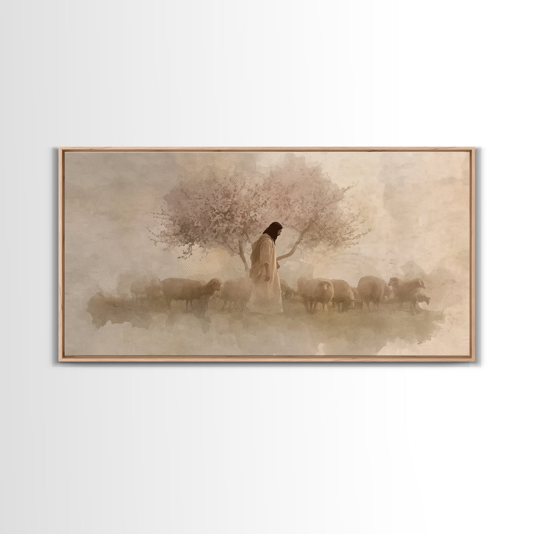 Gentle Shepherd – Framed Canvas Print – Christian Art Canvas – Jesus Painting – Christian Wall Art – Christian Art Print – Christian Christ