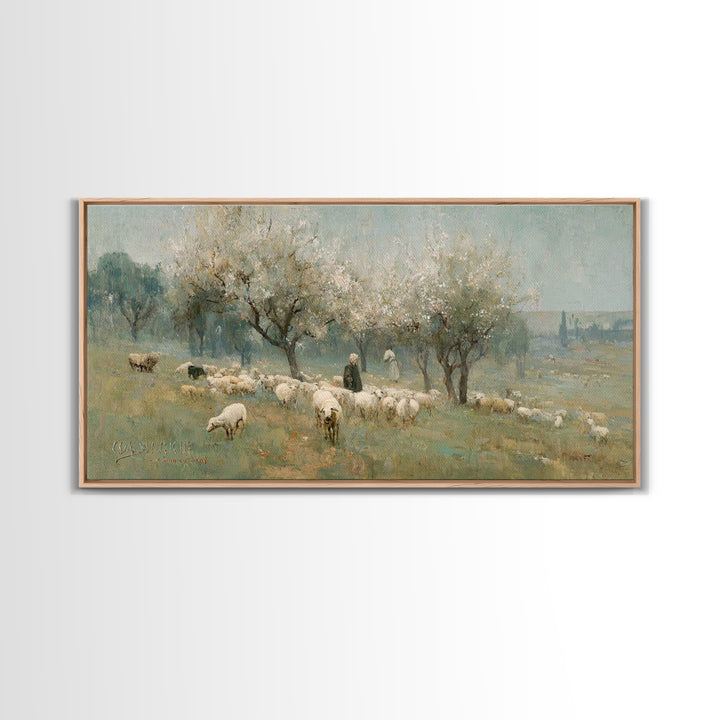 Spring Orchard Peace, Framed Canvas Print, Jesus Painting, Christian Wall Art, Christmas Art, Christian Art Canvas, Christian Decor