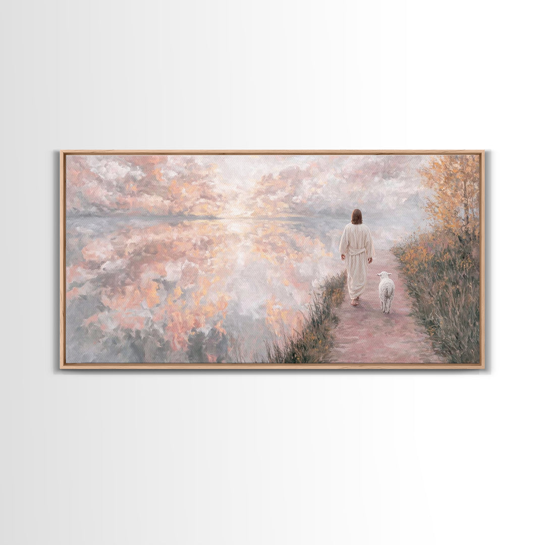 Guiding Shepherd Path – Framed Canvas Print – Christmas Art – Christian Decor – Christian Art Canvas – Jesus Painting – Christian Wall Art