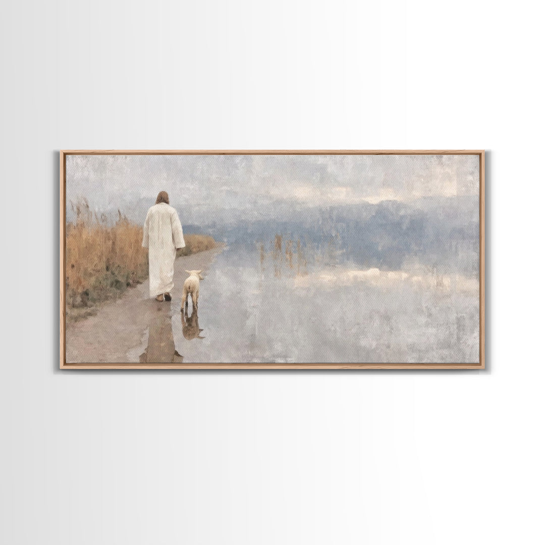 Silent Meadow Grace | Framed Canvas Print | Christian Decor | Christmas Art | Jesus Painting | Christian Art Canvas | Christian Wall Art
