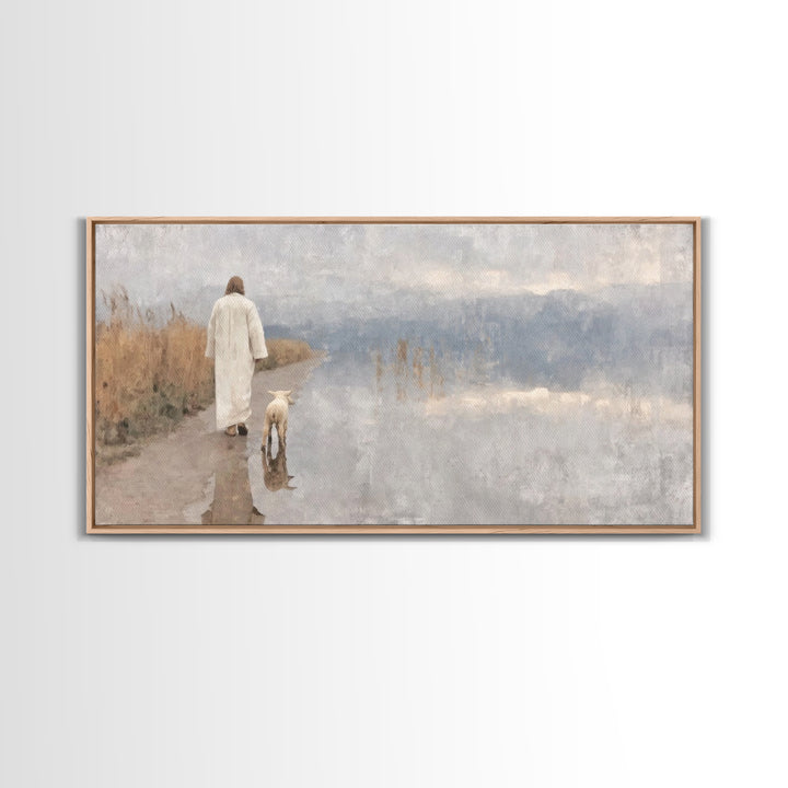Silent Meadow Grace | Framed Canvas Print | Christian Decor | Christmas Art | Jesus Painting | Christian Art Canvas | Christian Wall Art