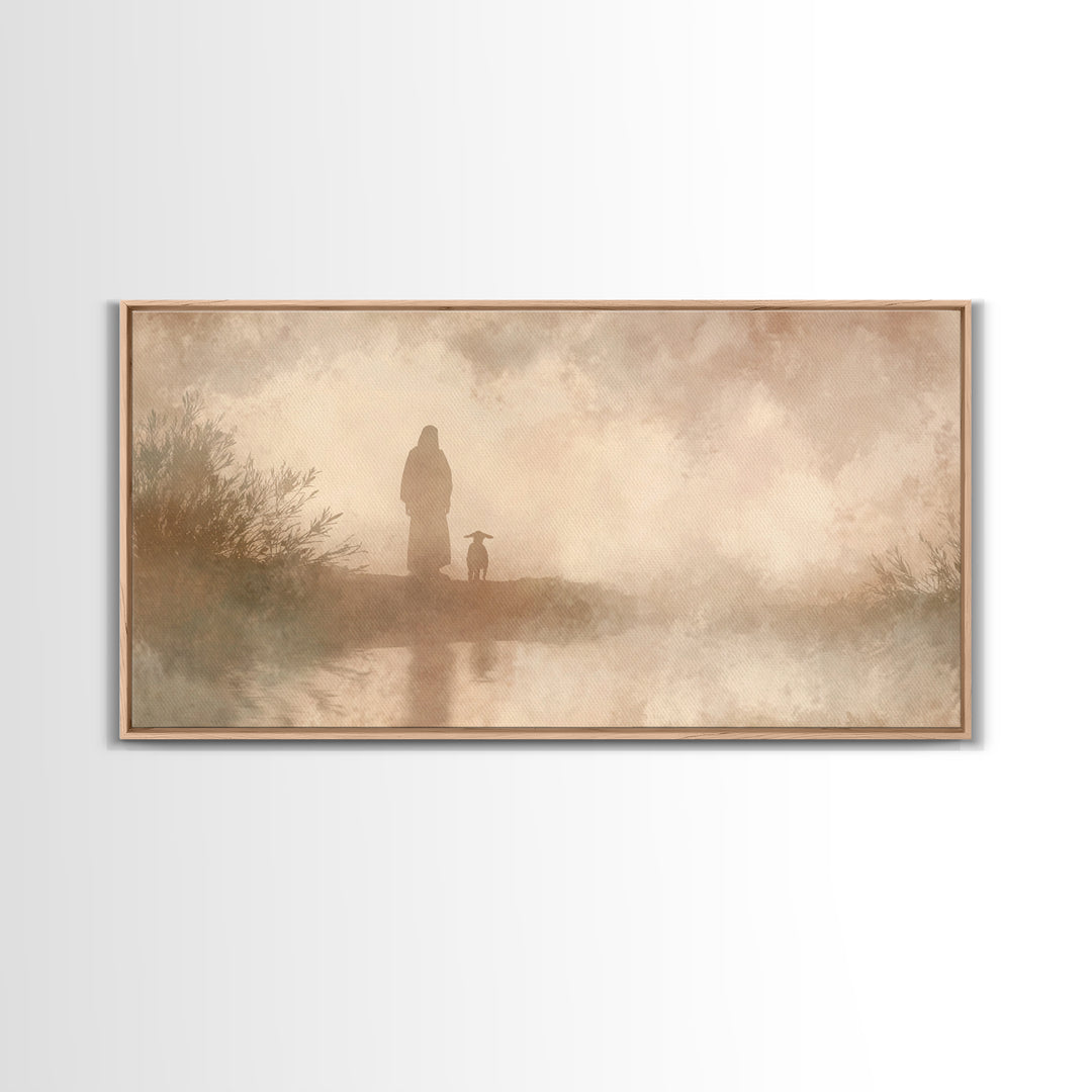 Heavenward Stroll – Framed Canvas Print – Christian Wall Art – Christian Art Canvas – Christian Decor – Christmas Art – Jesus Painting