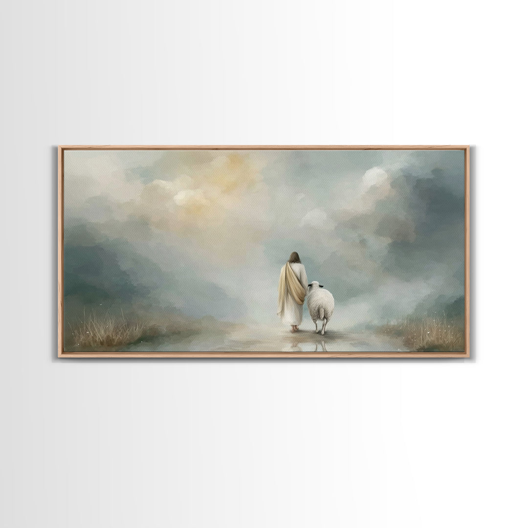 Heaven’s Quiet Walk, Framed Canvas Print, Christian Art Canvas, Jesus Painting, Christian Wall Art, Christian Decor, Christian Gift Ideas