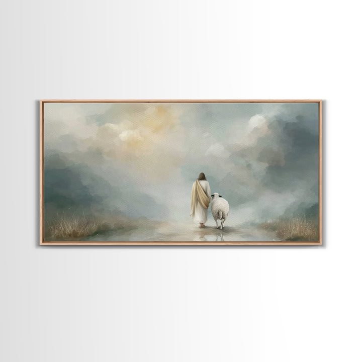 Heaven’s Quiet Walk, Framed Canvas Print, Christian Art Canvas, Jesus Painting, Christian Wall Art, Christian Decor, Christian Gift Ideas