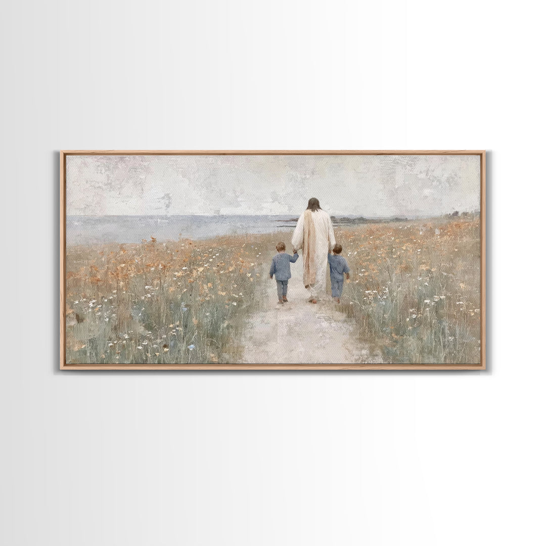 Field Of Gentle Light | Framed Canvas Print | Christian Decor | Jesus Painting | Christian Art Canvas | Christian Wall Art | Christian Art
