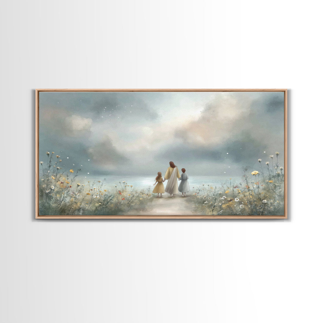 Distant Shore Peace – Framed Canvas Print – Christian Art Canvas – Christian Wall Art – Jesus Painting – Christian Decor – Christian Art