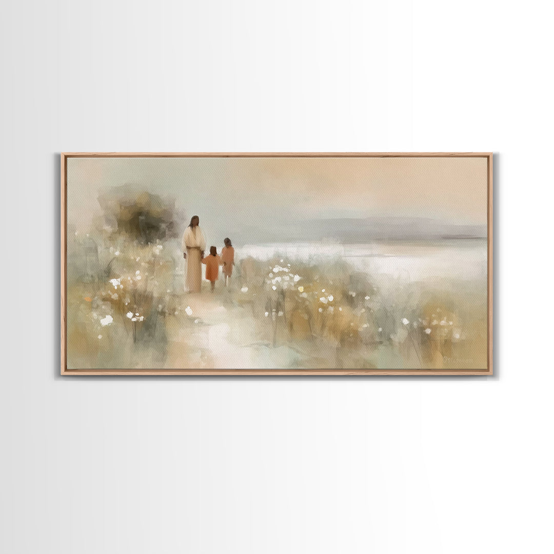 Golden Coast Promise – Framed Canvas Print – Christian Art – Jesus Painting – Christian Art Canvas – Christian Wall Art – Christian Decor