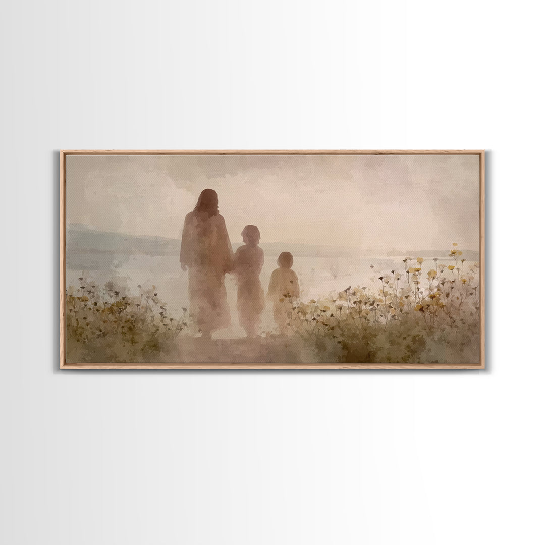 Blossoms By The Sea | Framed Canvas Print | Christian Decor | Christian Art Canvas | Jesus Painting | Christian Art | Christian Wall Art
