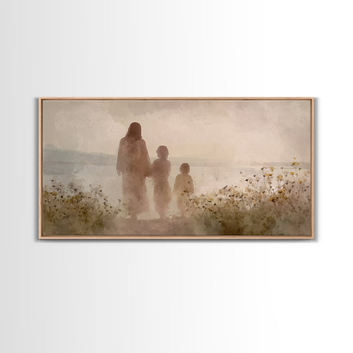 Blossoms By The Sea | Framed Canvas Print | Christian Decor | Christian Art Canvas | Jesus Painting | Christian Art | Christian Wall Art