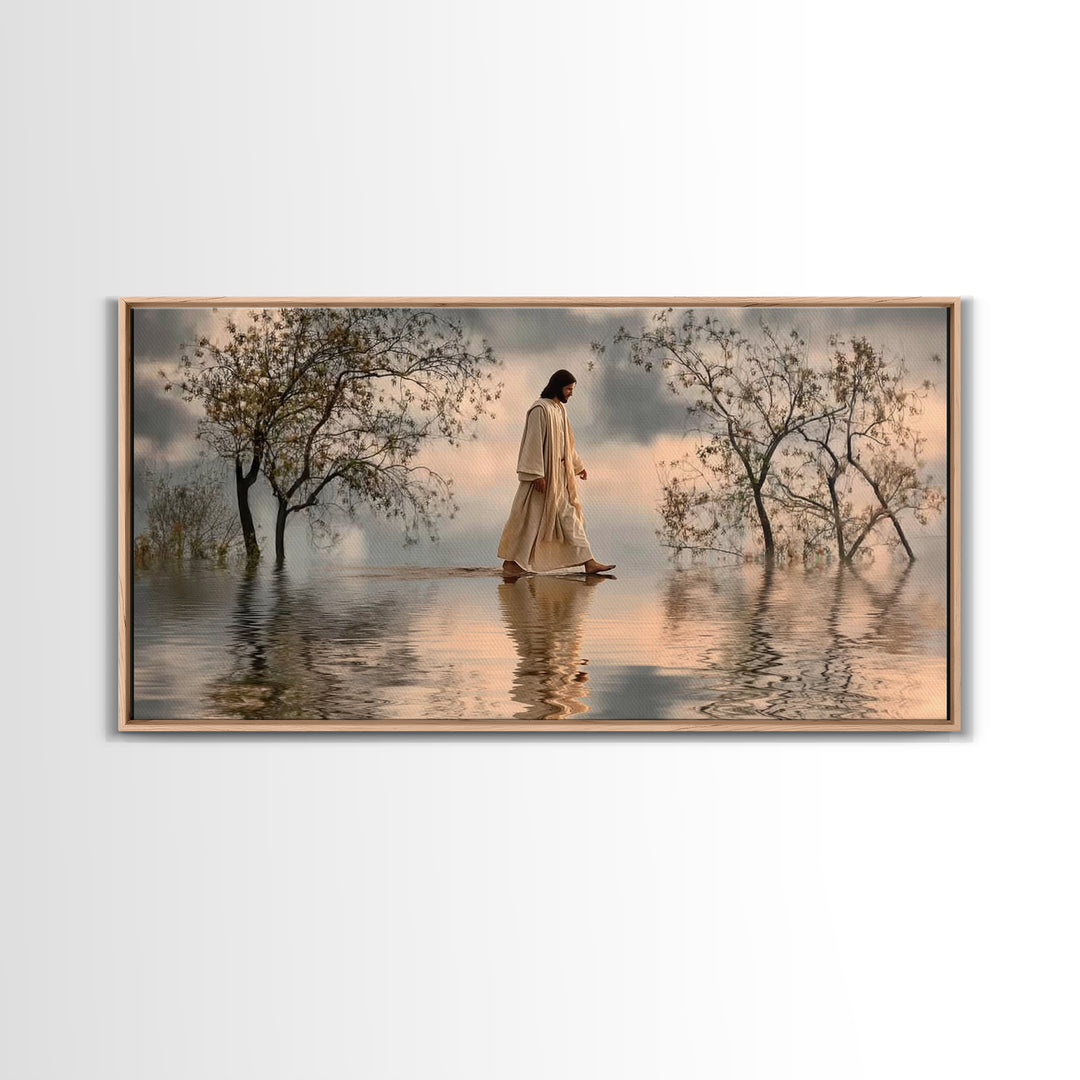 Twilight Shepherd Peace – Framed Canvas Print – Christian Christmas Art – Christmas Art – Christian Wall Art – Jesus Painting – Christian A