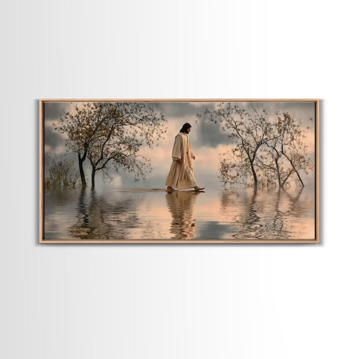 Twilight Shepherd Peace – Framed Canvas Print – Christian Christmas Art – Christmas Art – Christian Wall Art – Jesus Painting – Christian A