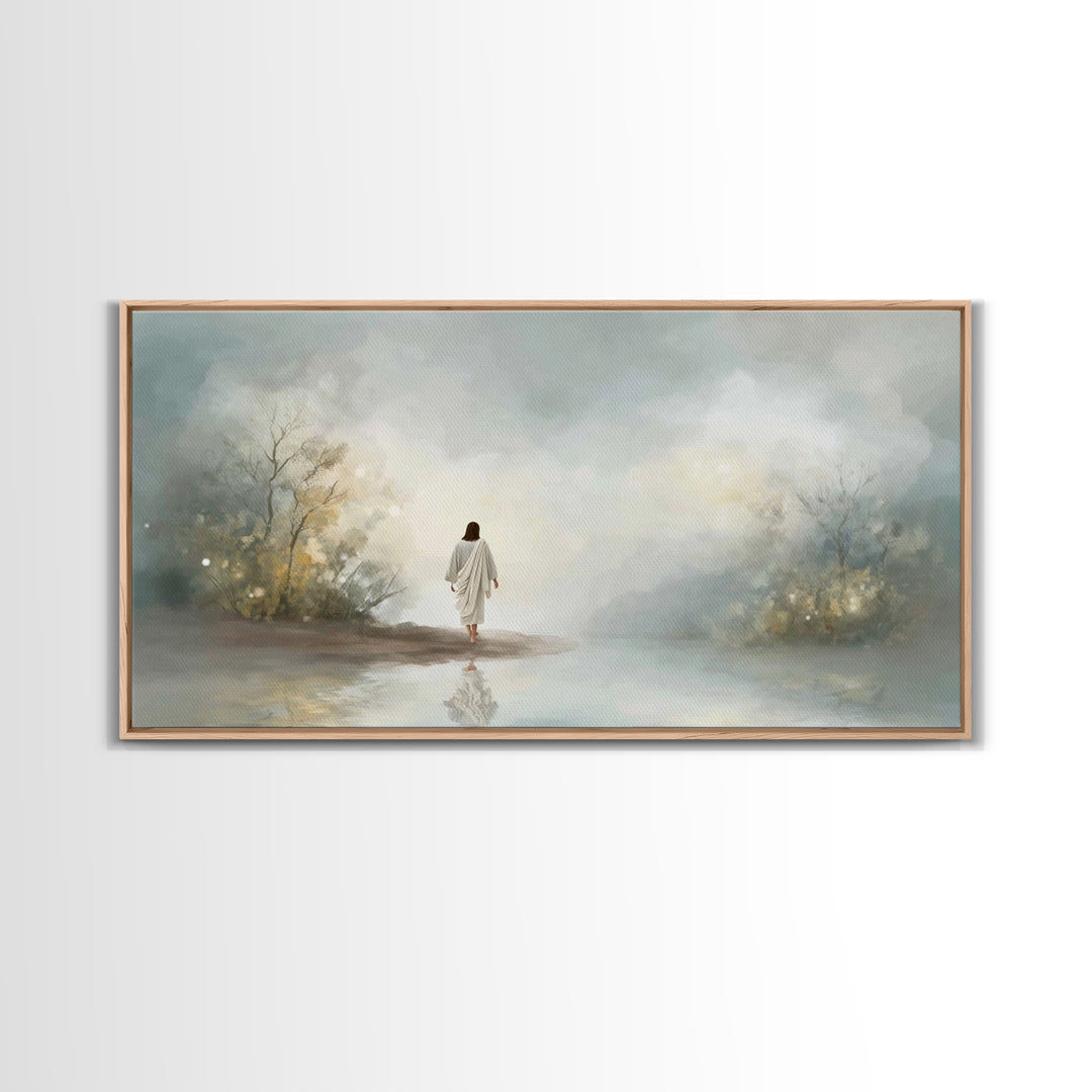 Sacred Still Waters – Framed Canvas Print – Christian Art Canvas – Jesus Painting – Christian Christmas Art – Christmas Art – Christian Wal