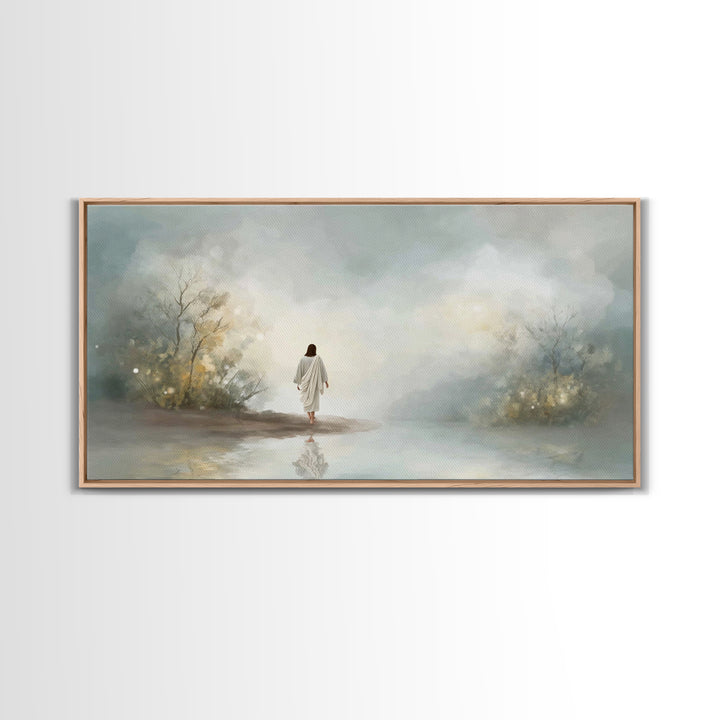 Sacred Still Waters – Framed Canvas Print – Christian Art Canvas – Jesus Painting – Christian Christmas Art – Christmas Art – Christian Wal