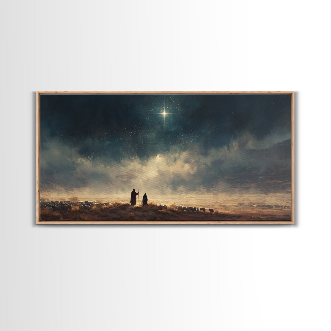 Star Over The Valley | Framed Canvas Print | Christian Wall Art | Christian Art Canvas | Christmas Art | Christian Christmas Art | Christia