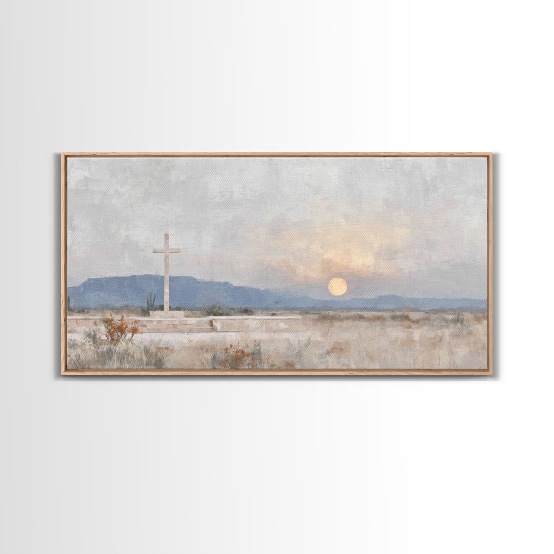 Cross Of The Horizon – Framed Canvas Print – Christian Wall Art – Christian Art Canvas – Christian Painting – Christian Decor – Christmas W