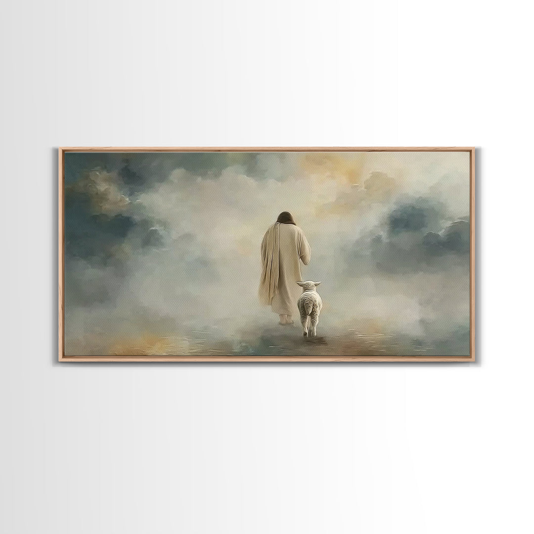 Shepherds In Light – Framed Canvas Print – Christian Wall Art – Christian Art – Jesus Painting – Christian Christmas Art – Gift Ideas