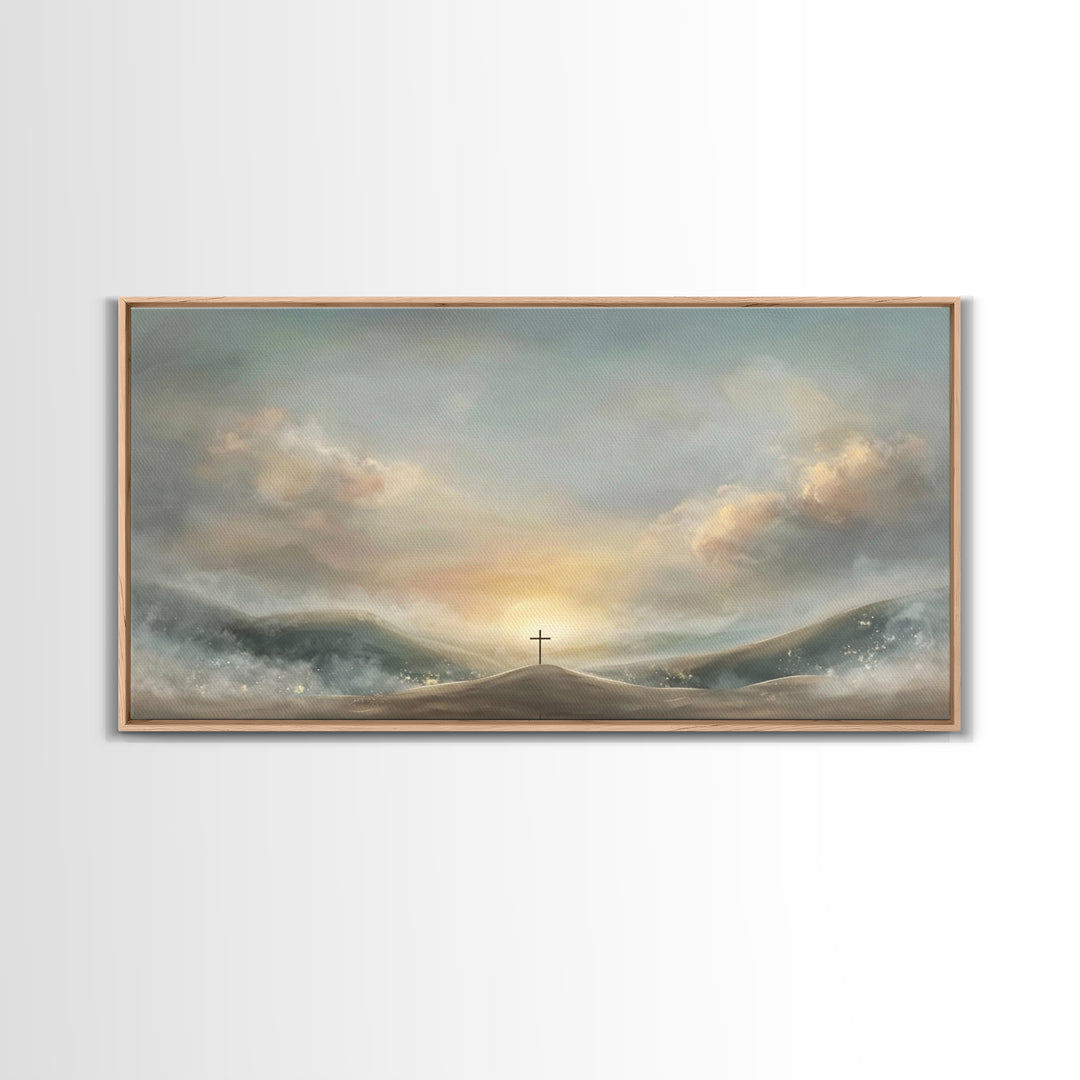 Dawn Of Salvation – Framed Canvas Print – Christian Wall Art – Christian Art Canvas – Minimalist Christian Art – Christian Decor – Christia
