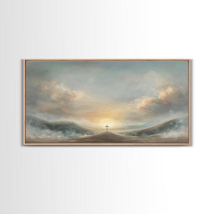 Dawn Of Salvation – Framed Canvas Print – Christian Wall Art – Christian Art Canvas – Minimalist Christian Art – Christian Decor – Christia