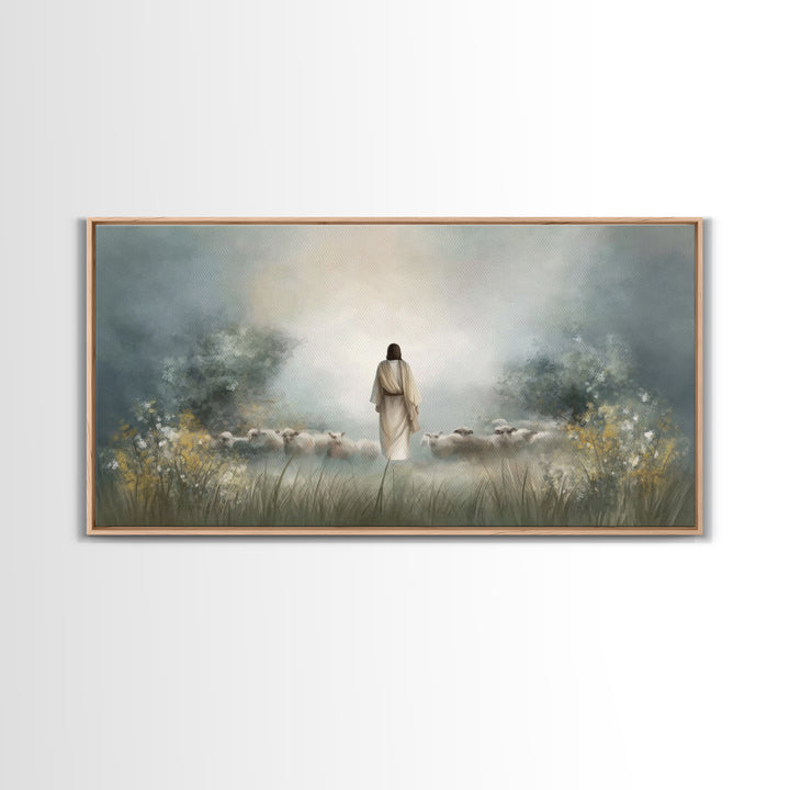 Radiant Flock Dawn – Framed Canvas Print – Jesus Painting – Christian Art Canvas – Christian Wall Art – Christian Christmas Art – Faith Art
