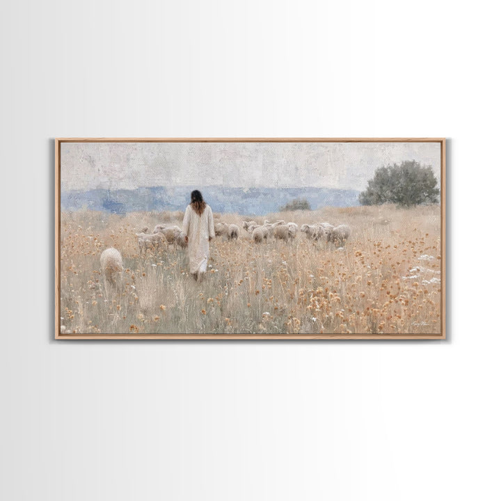 Shepherds Of Grace – Framed Canvas Print – Christian Wall Art – Jesus Painting – Christian Art Canvas – Christian Christmas Art – Christian