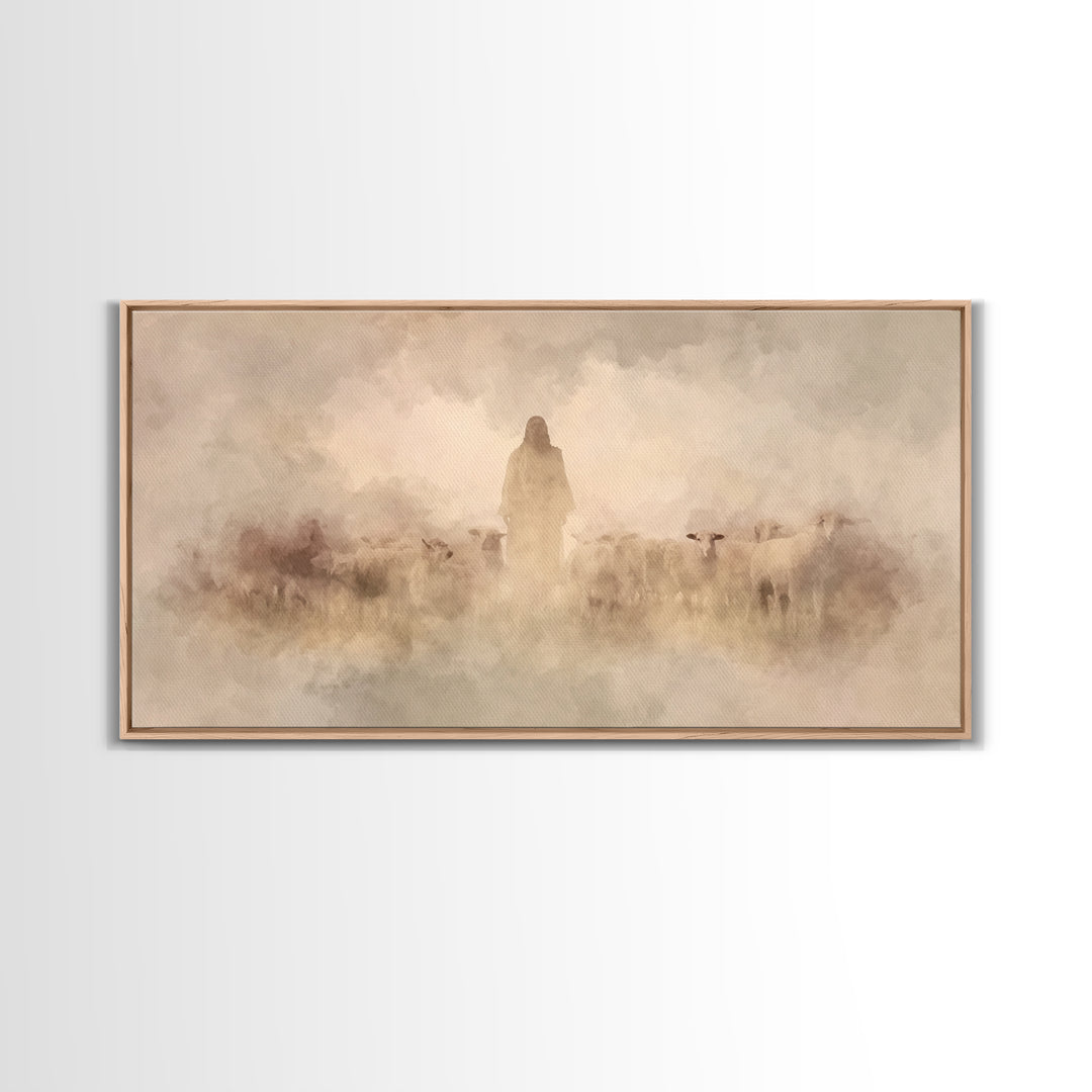 Clouded Holy Calm, Framed Canvas Print, Christian Art Canvas, Christian Wall Art, Jesus Painting, Christian Christmas Art, Modern Christian