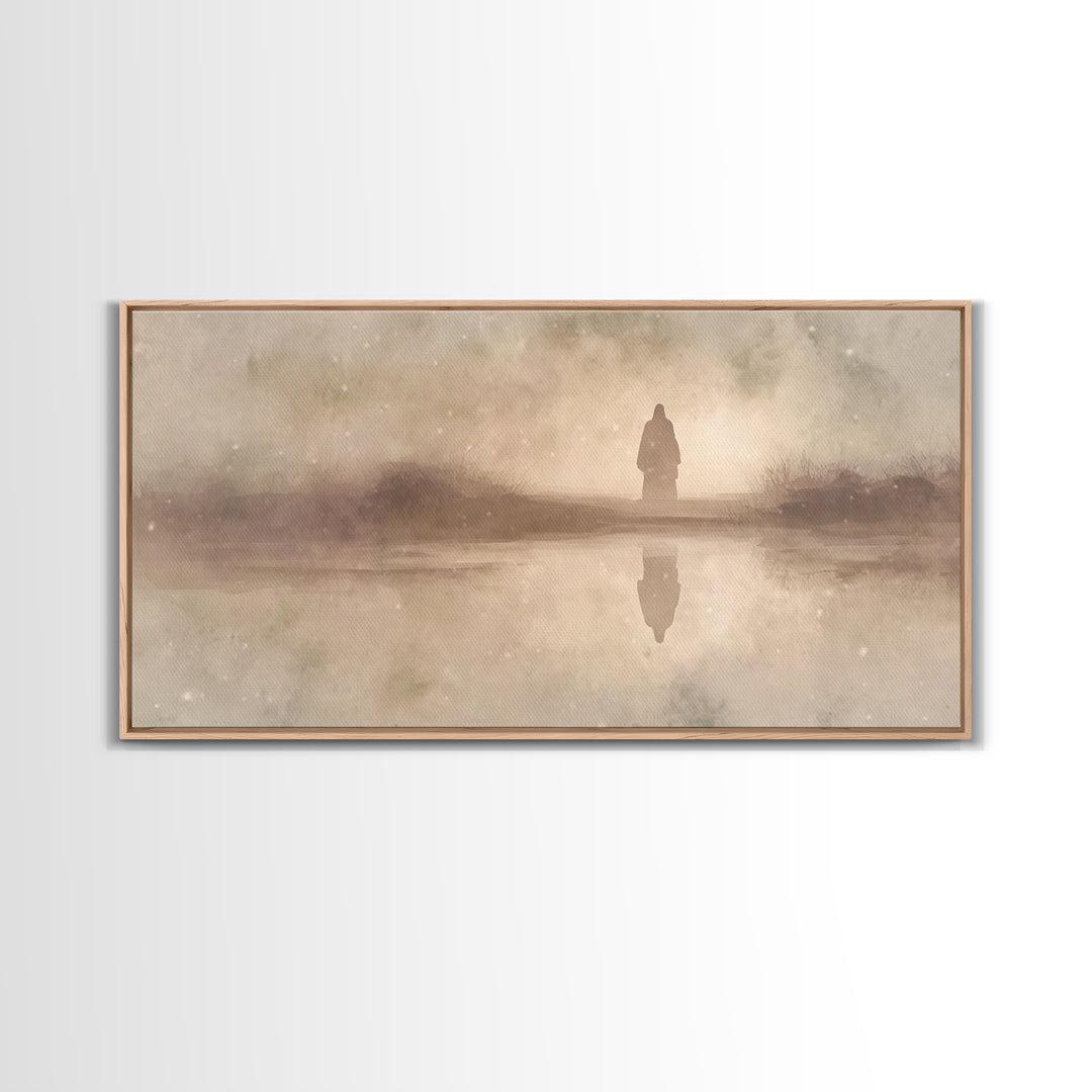 Silent Winter Path, Framed Canvas Print, Christian Art Canvas, Christian Art, Christian Wall Art, Jesus Painting, Christian Christmas Art