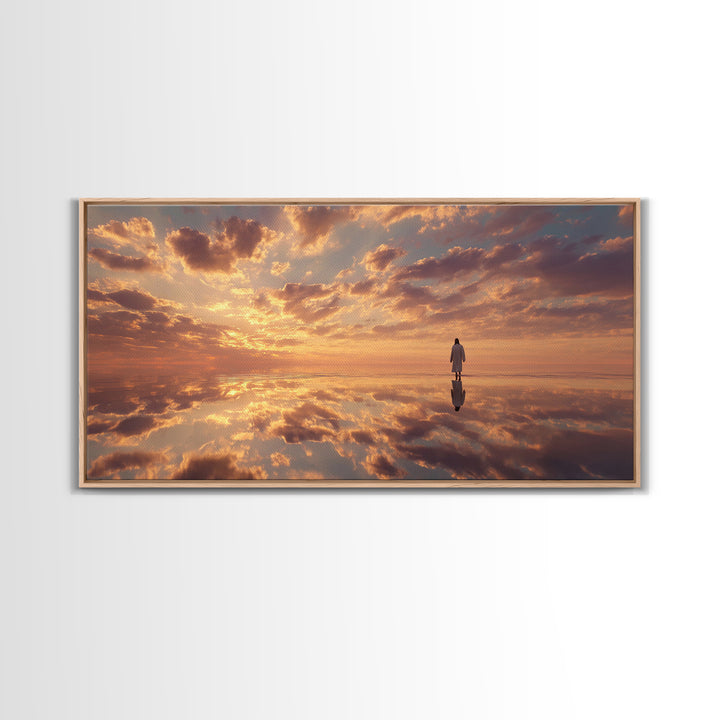 Heaven’s Horizon Walk – Framed Canvas Print – Christian Wall Art – Jesus Painting – Christian Art Canvas – Christian Art – Christmas Art –