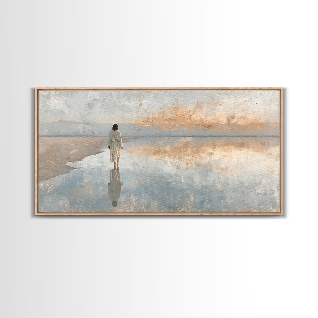Still Waters, Framed Canvas Print, Christian Art Canvas, Jesus Wall Art, Christian Decor, Christmas Art, Christian Painting, Holiday Art