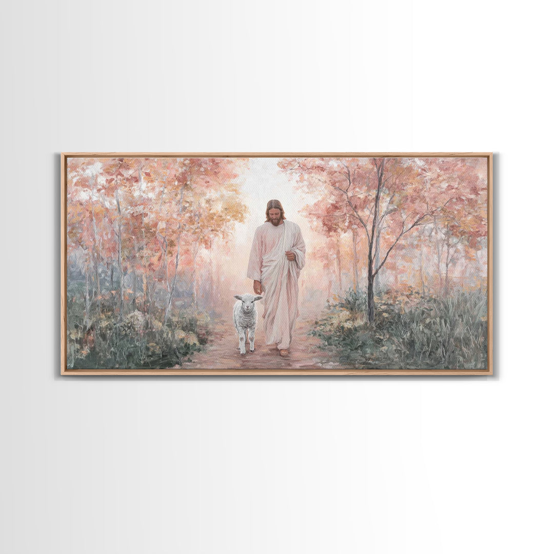 Gentle Shepherd - Framed Canvas Print - Christian Art Canvas - Jesus Wall Art - Christmas Art - Christian Painting - Holiday Art - Faith Ar
