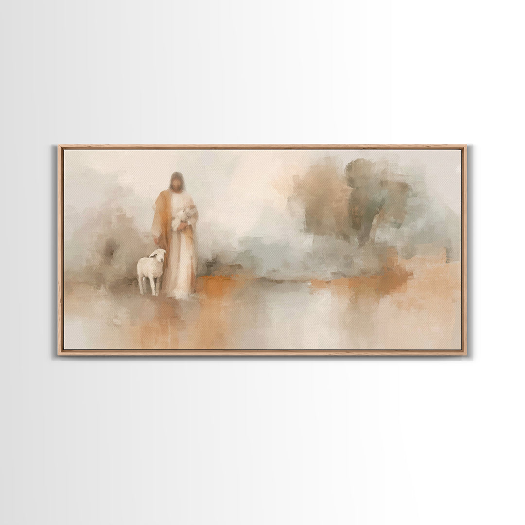 Soft Mercy Walk, Framed Canvas Print, Christian Art Canvas, Jesus Art Print, Christmas Decor, Christian Wall Art, Subtle Christian Art